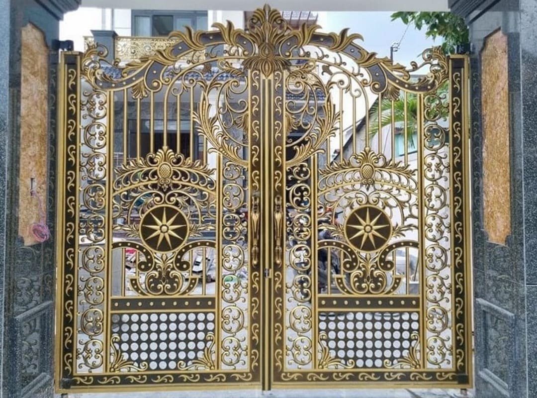 Mẫu cổng nhôm đúc đơn giản