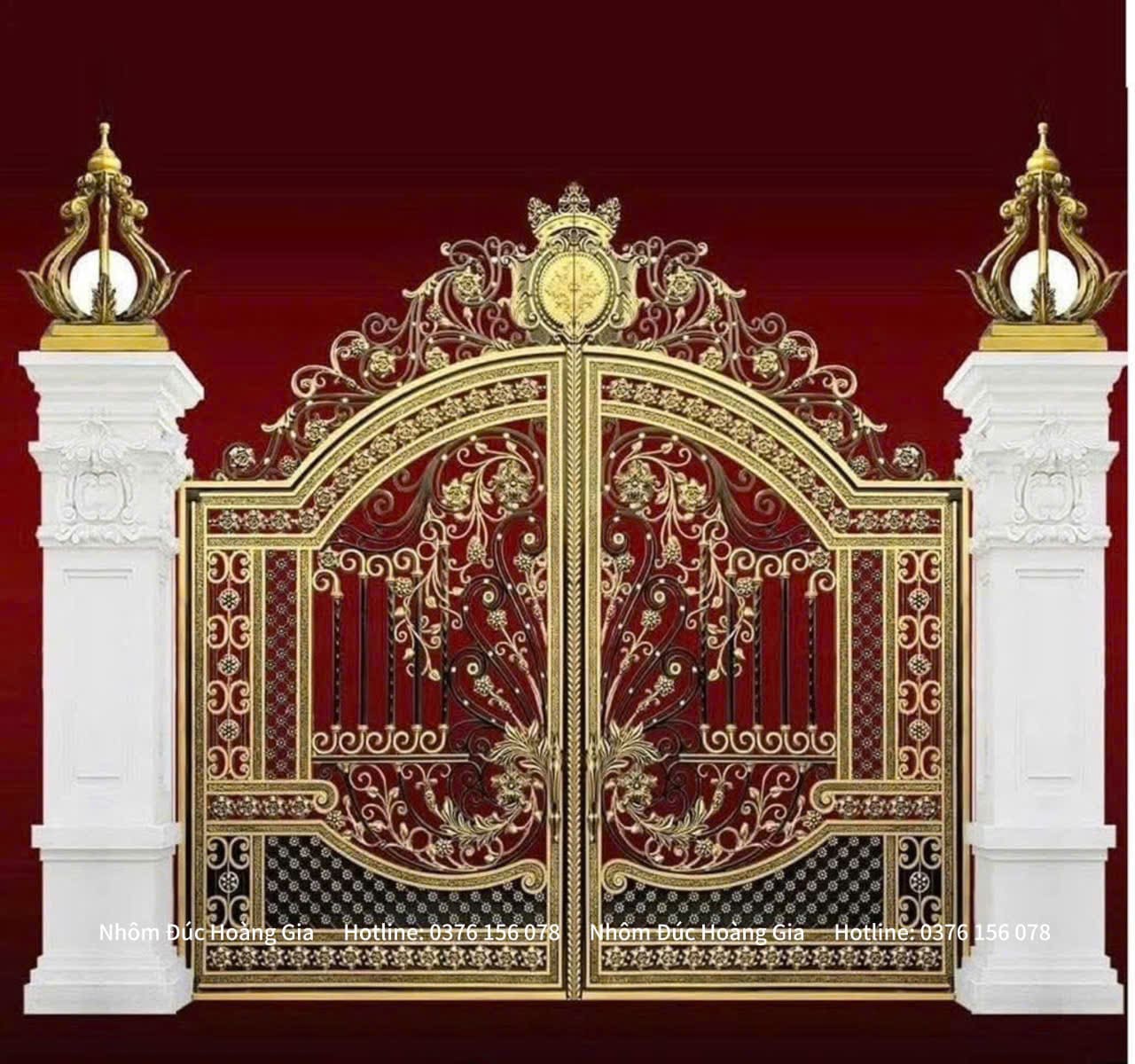 cổng nhôm đúc hoa lá tây