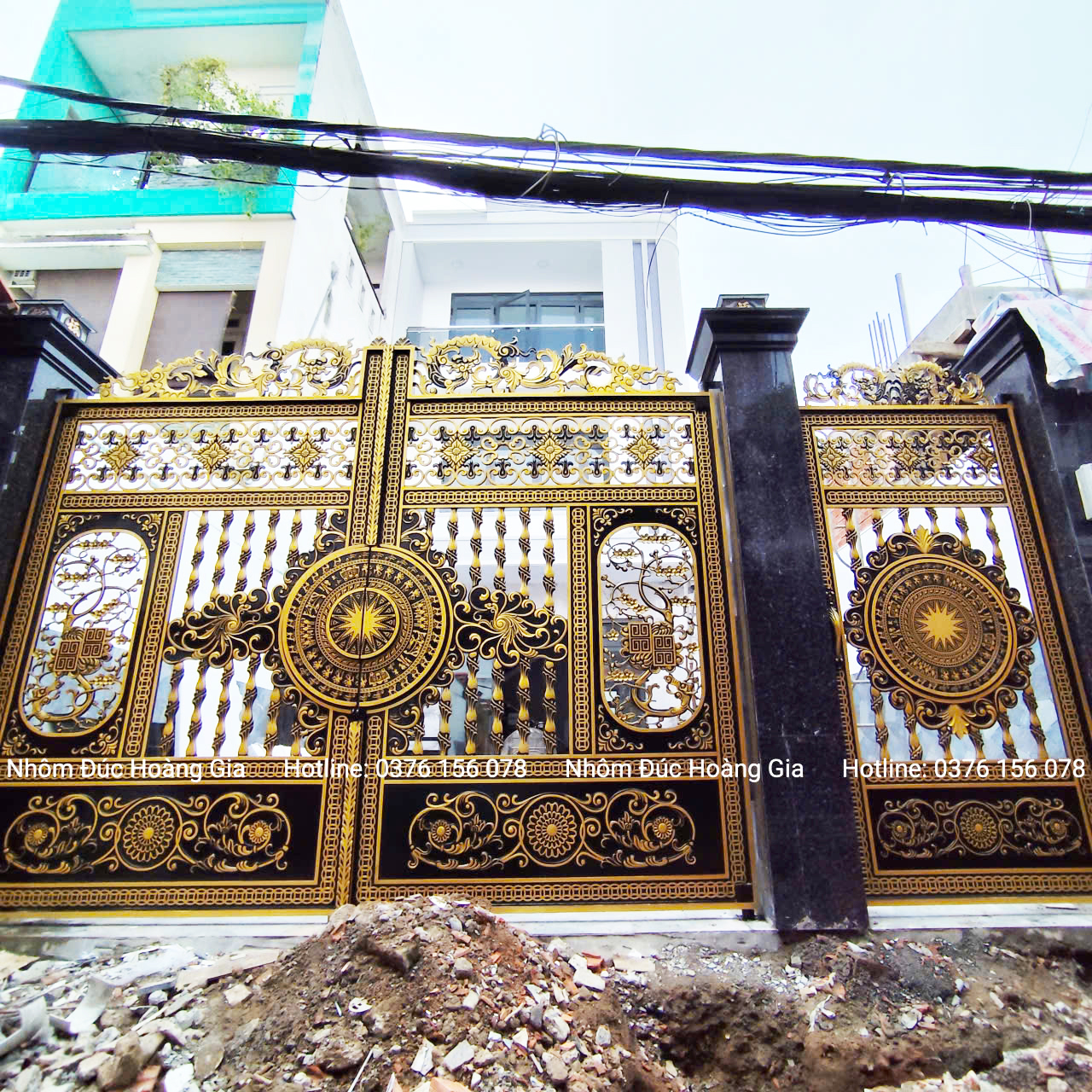 mẫu cổng nhôm đúc trống đồng